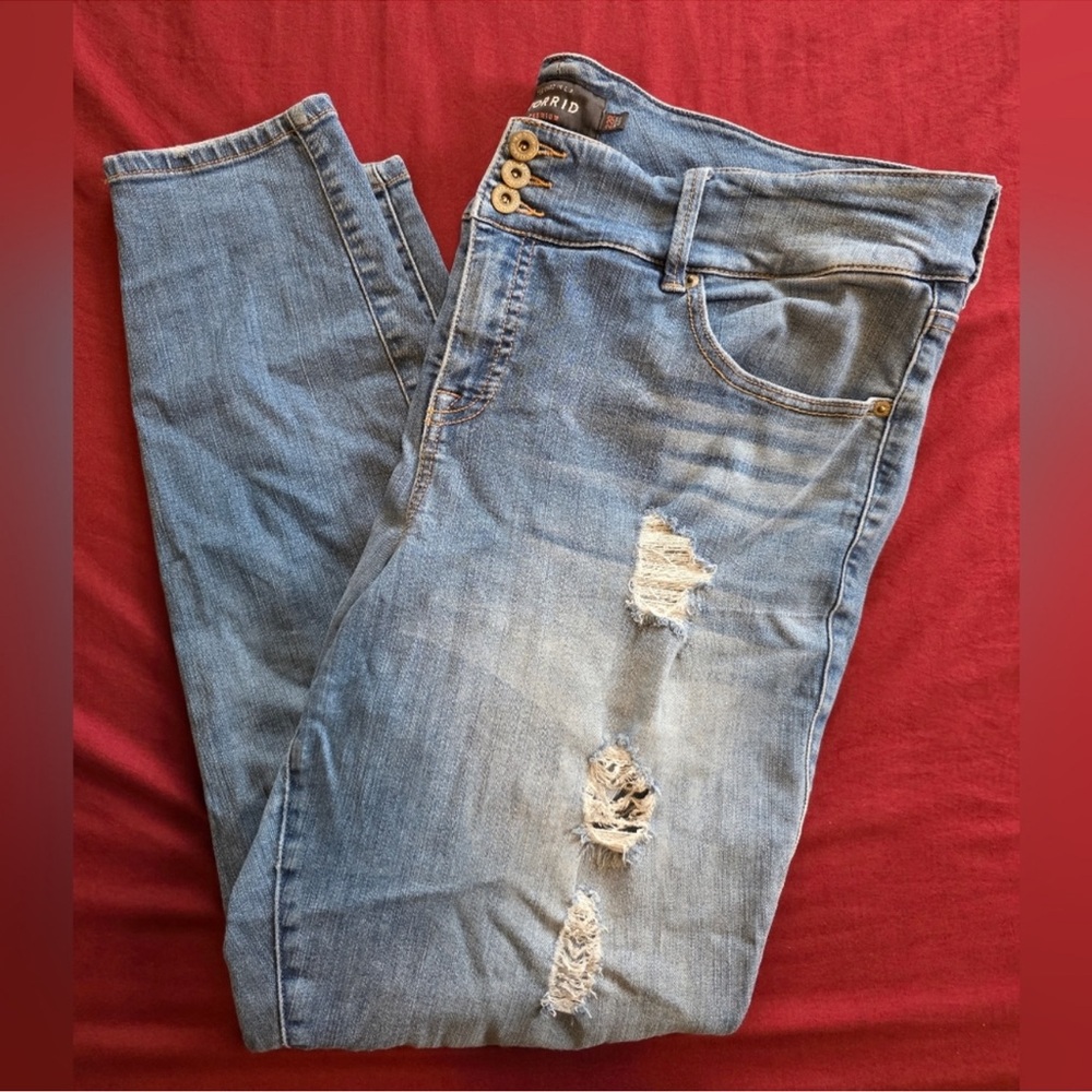 Torrid Light Blue Distressed Skinny Jeans